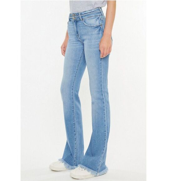 Kancan for Maurices | High Rise Curvy Boocut Jean Size 27" Frayed Light Wash - Picture 1 of 12